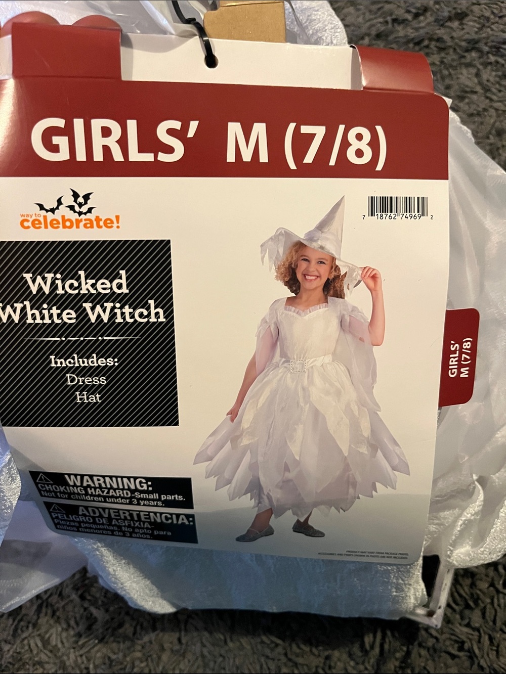 Wicked White Witch Girls' Costume Dress & Hat - White